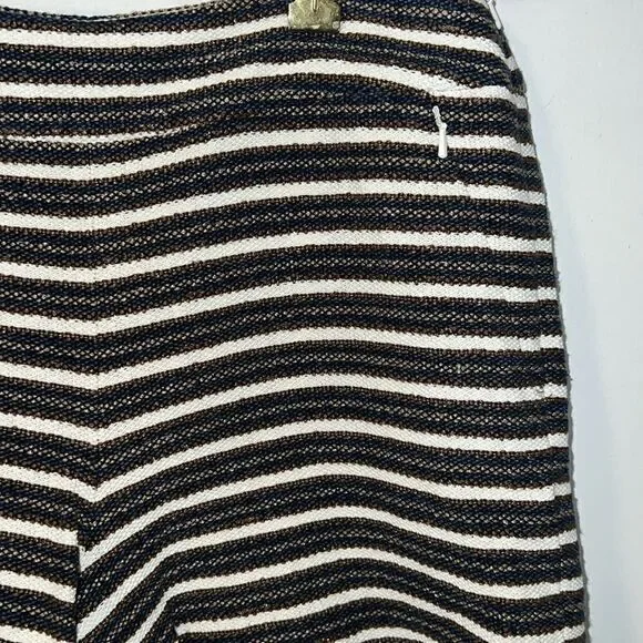 W BY WORTH Midnight Blue, Cinnamon, Off White Stripe High Waist Miley Shorts-4 - Picture 3 of 9